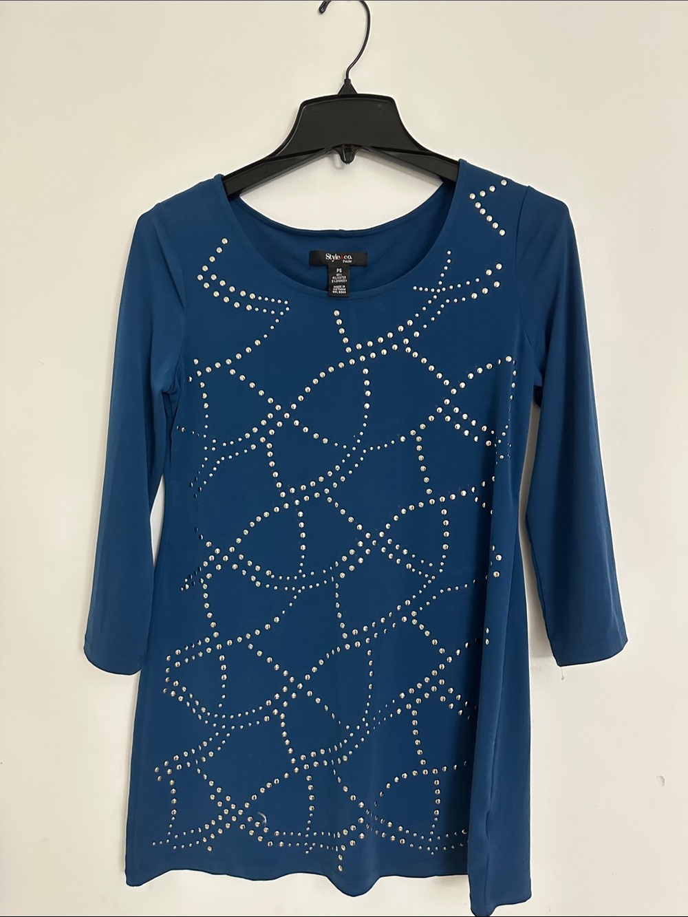 Style & Co. Blue Scoop Neck Studded Tunic